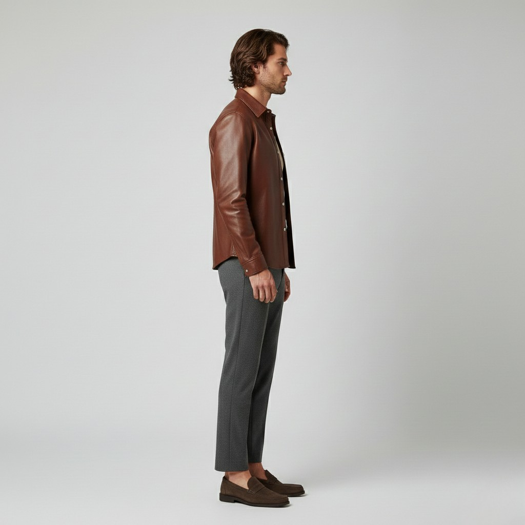 Men's Leather Shirt Jacket