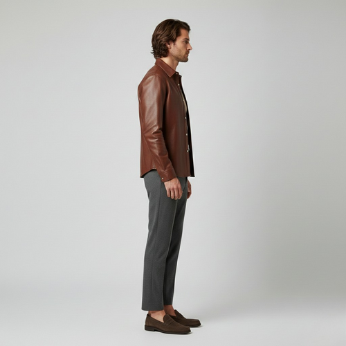 Men's Leather Shirt Jacket