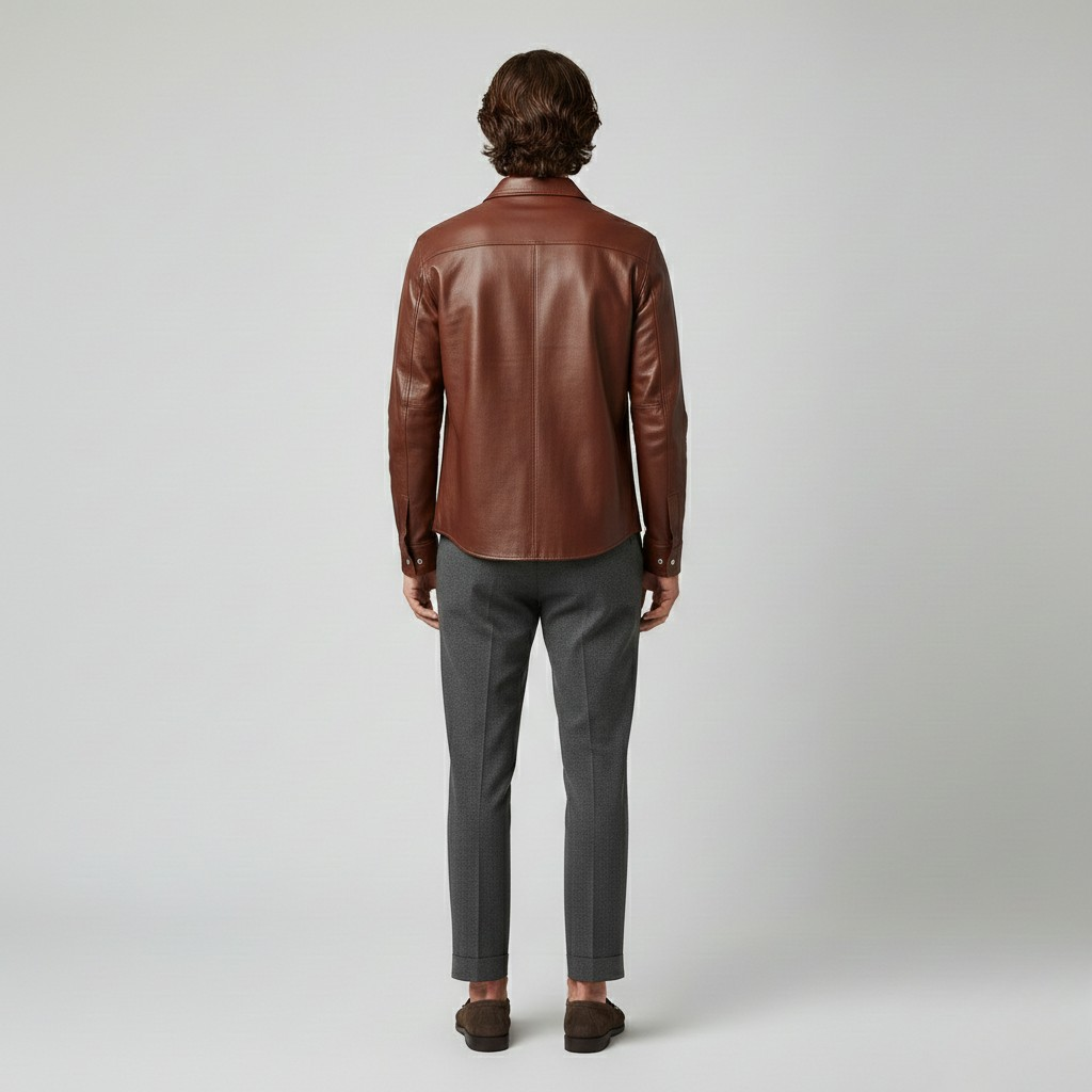 Men's Leather Shirt Jacket