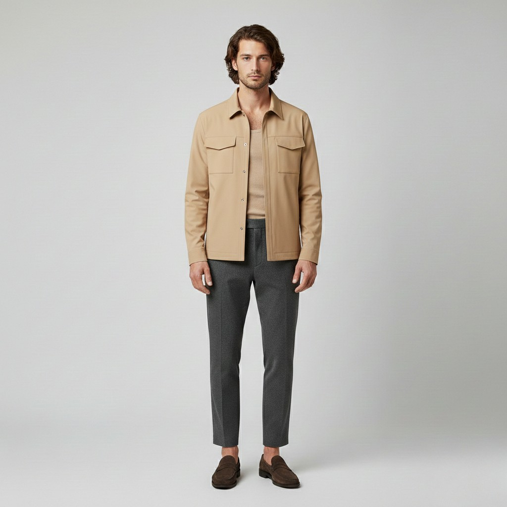 Men's Leather Shirt Jacket