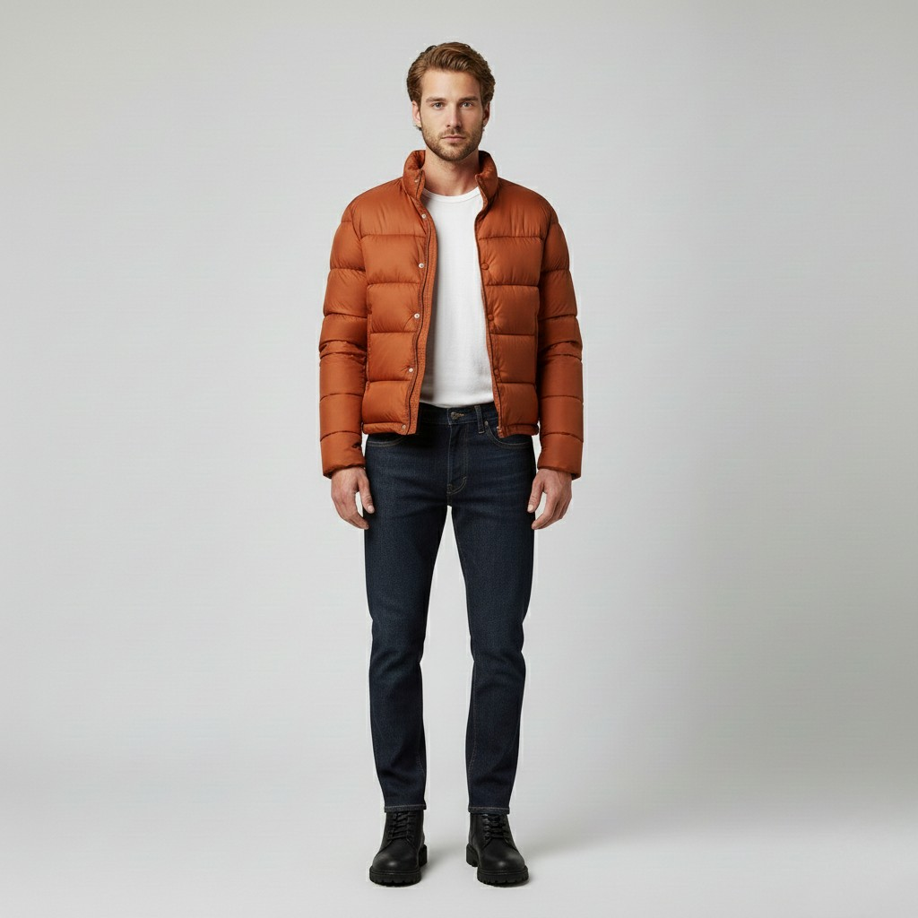 Men's Snap-Front Puffer Jacket