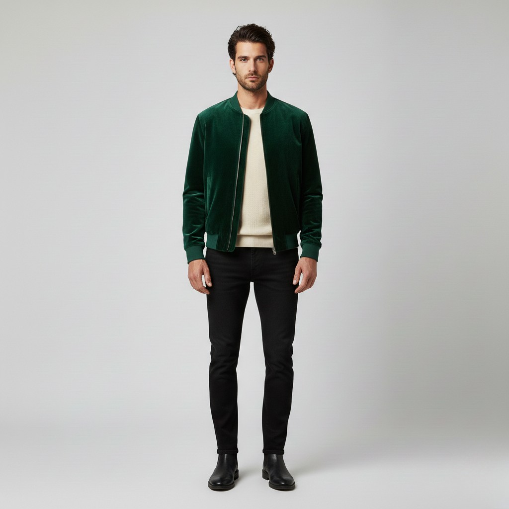 Men's Suede Bomber Jacket