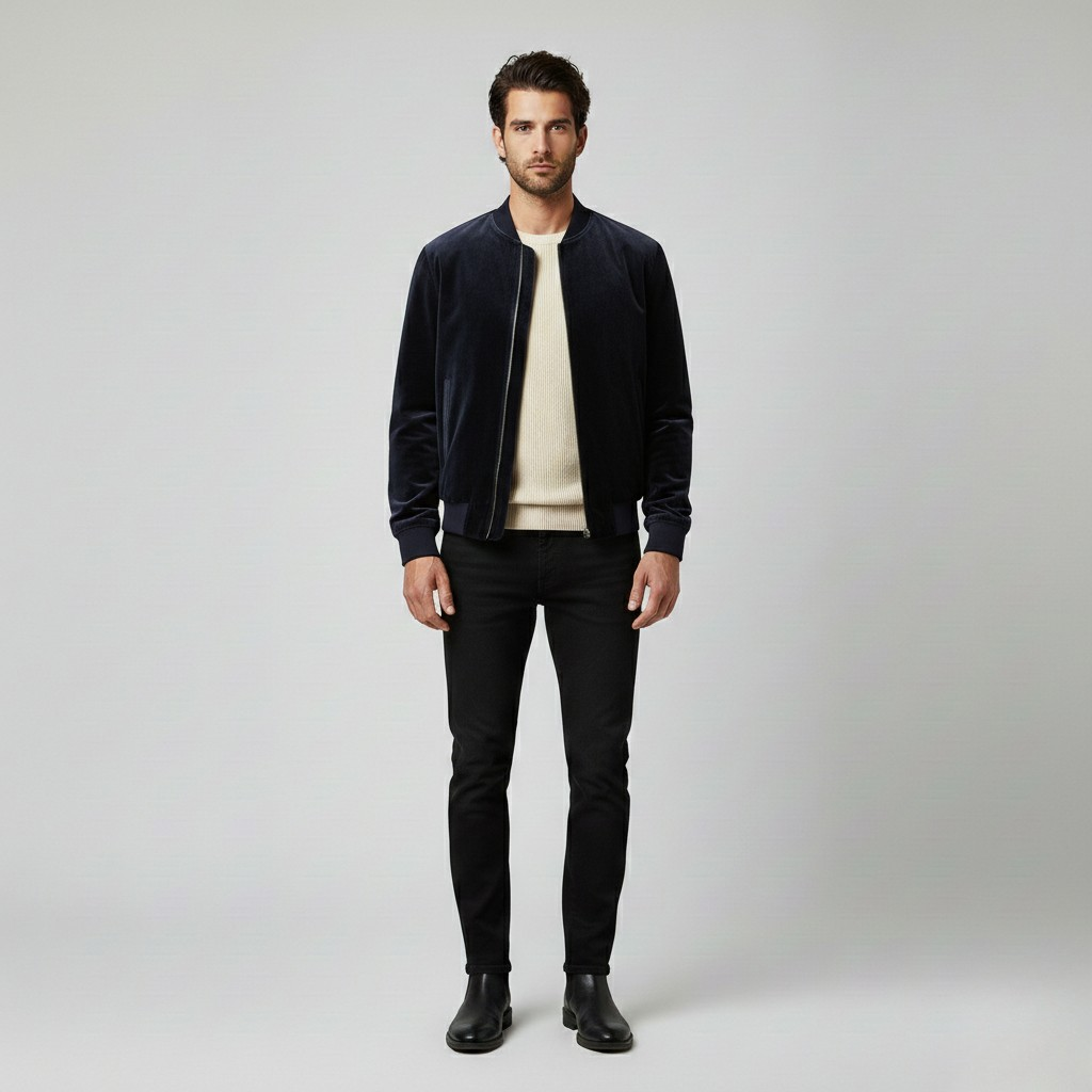 Men's Suede Bomber Jacket