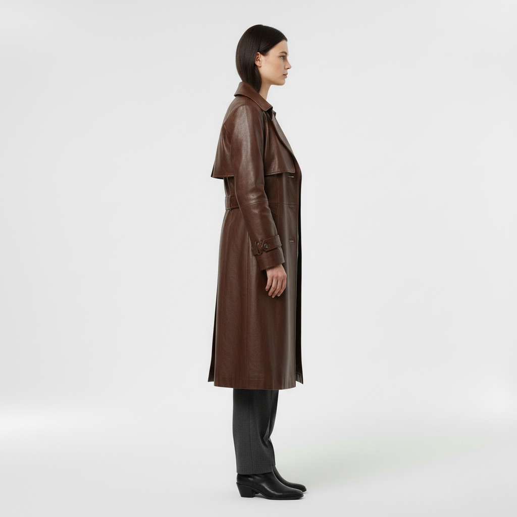 Women's Long Leather Coat