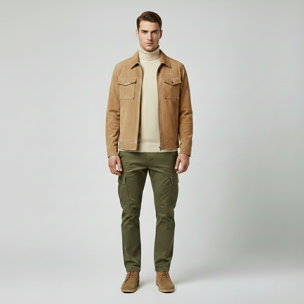 Men's Suede-Look Utility Jacket