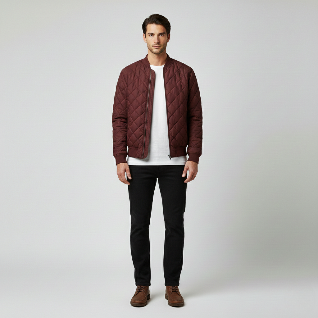 Men's Diamond-Quilted Bomber Jacket