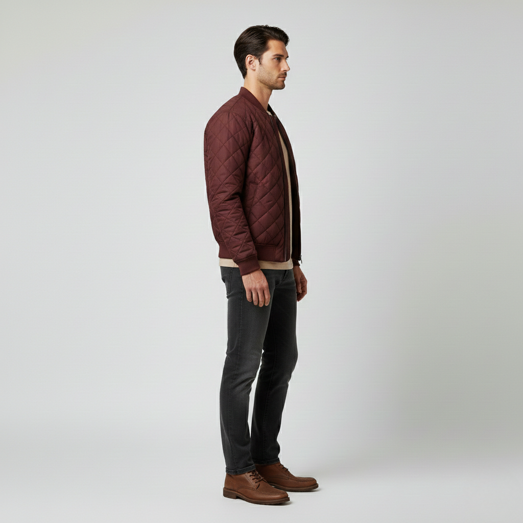 Men's Diamond-Quilted Bomber Jacket