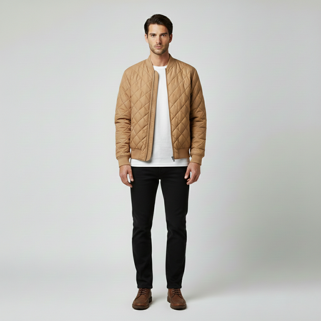 Men's Diamond-Quilted Bomber Jacket