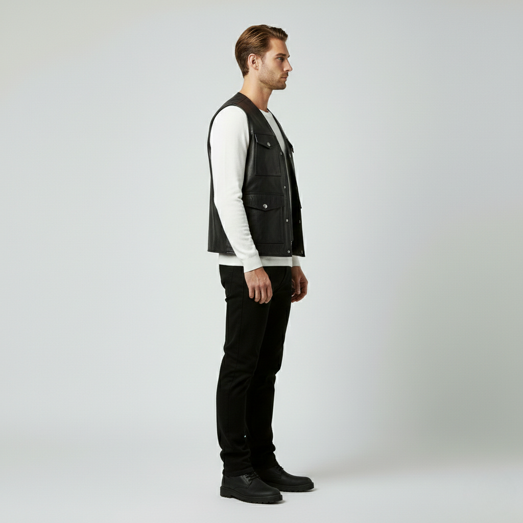 Men's Leather Utility Vest
