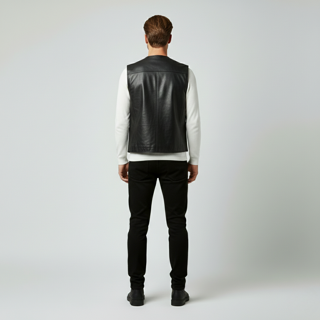Men's Leather Utility Vest