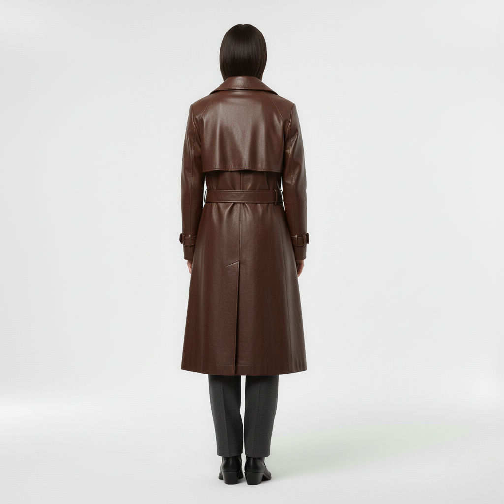 Women's Long Leather Coat