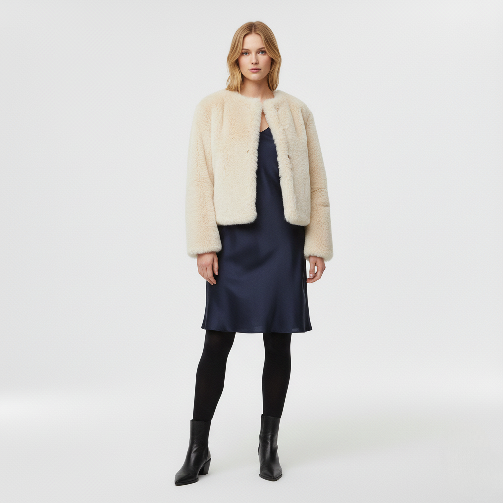 Women's Cropped Faux Fur Jacket