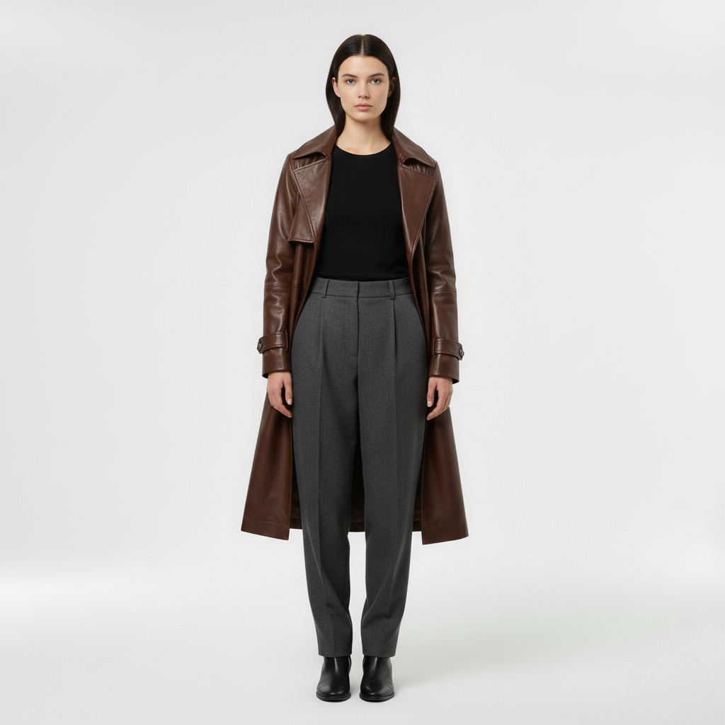 Women's Long Leather Coat